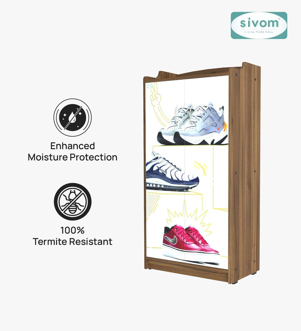 Sivom SIVOM Poland Digital Printed Engineered Wood Shoe Stand for Modern Homes | Elegant Design & Premium Finish