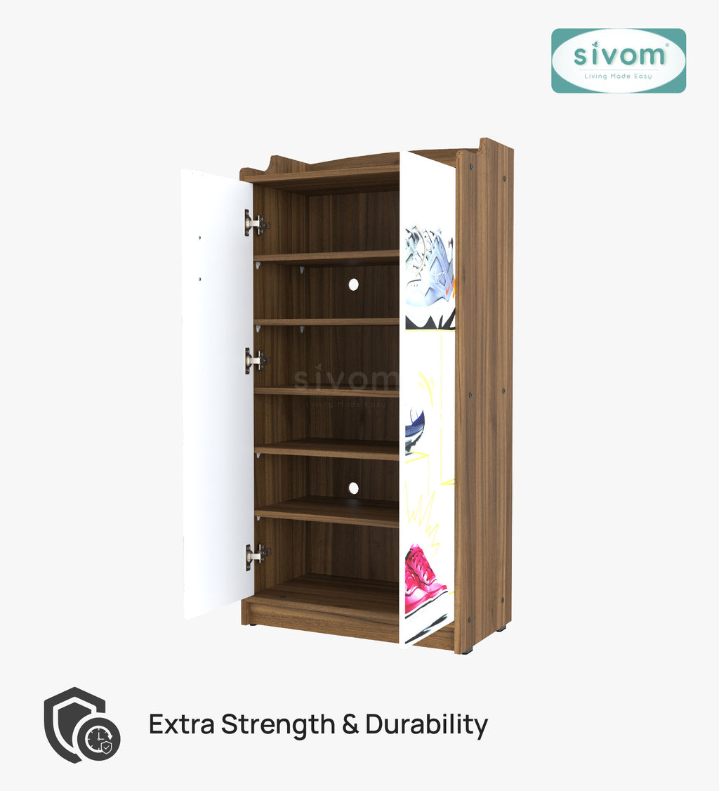 Sivom SIVOM Poland Digital Printed Engineered Wood Shoe Stand for Modern Homes | Elegant Design & Premium Finish