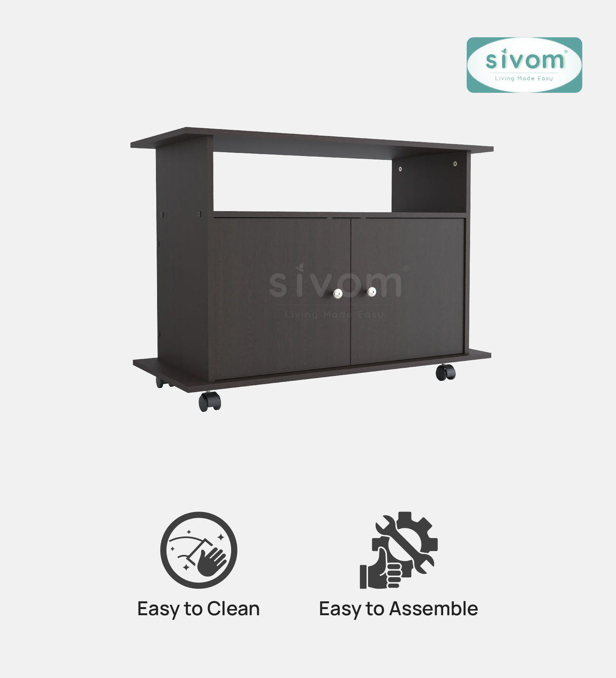 SIVOM POLAR Multipurpose TV Unit fits upto 43 inch with Storage Engineered Wood TV Entertainment Unit for Modern Homes | Elegant Design & Premium Finish