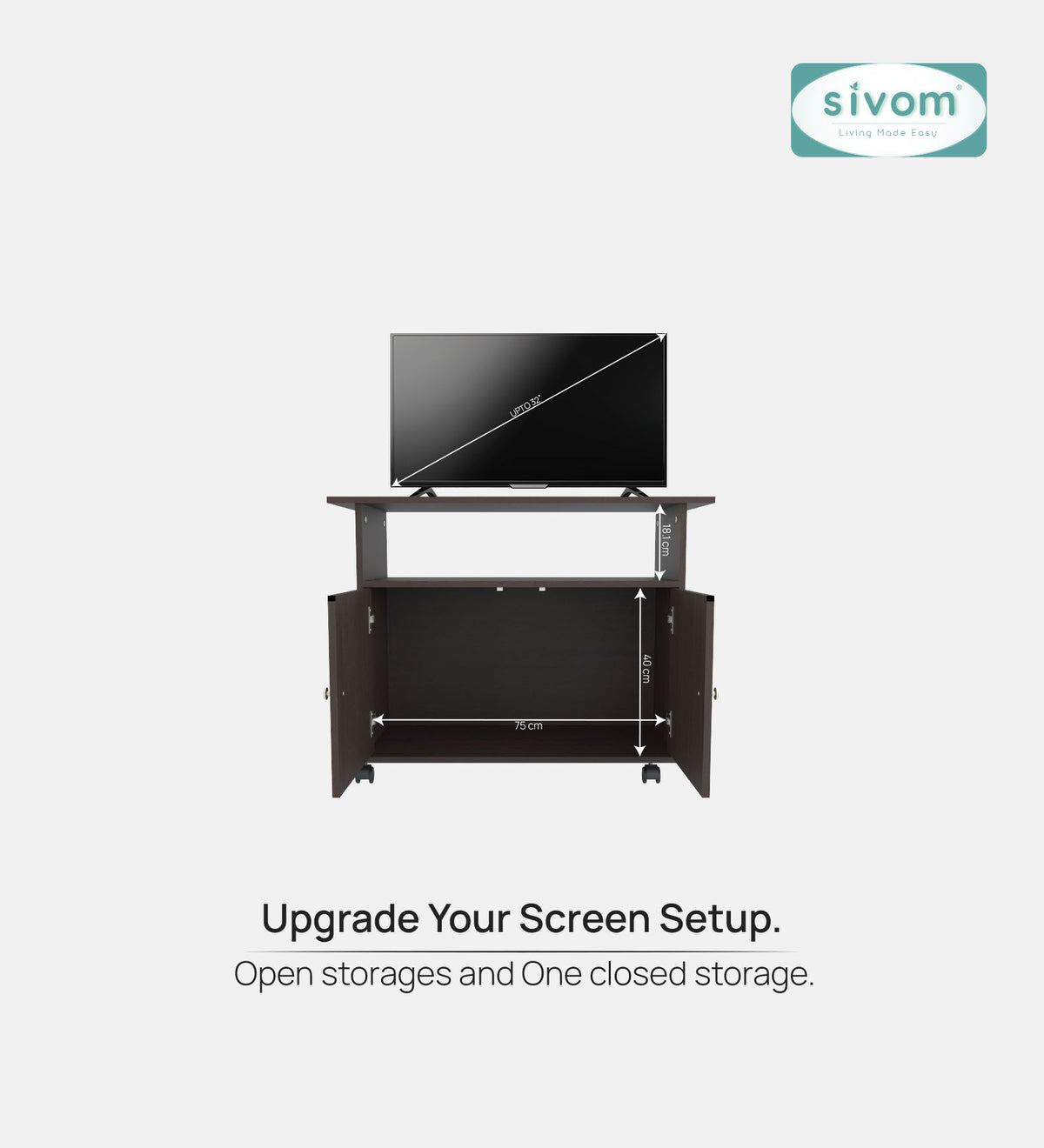 SIVOM POLAR Multipurpose TV Unit fits upto 43 inch with Storage Engineered Wood TV Entertainment Unit for Modern Homes | Elegant Design & Premium Finish