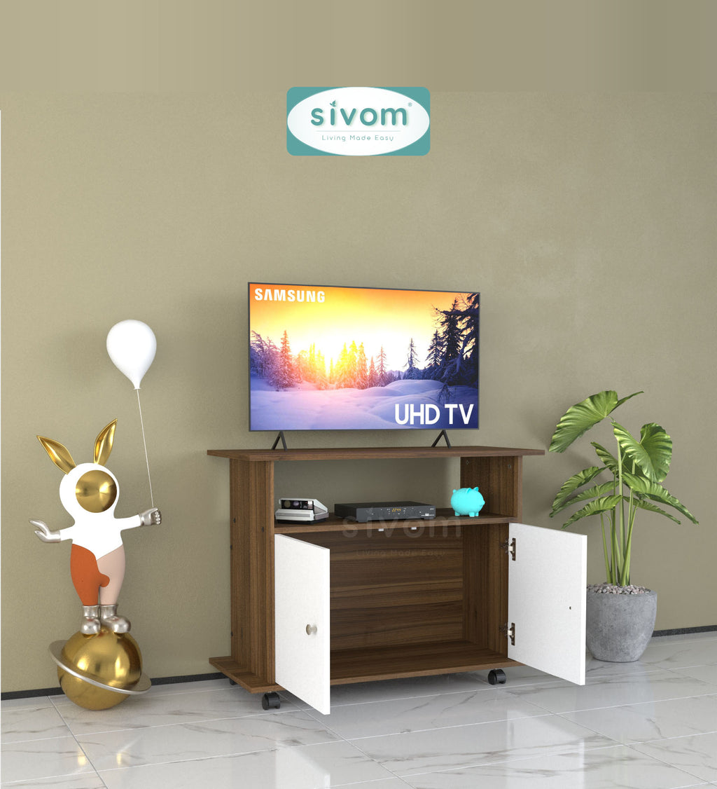 SIVOM POLAR Multipurpose TV Unit fits upto 43 inch with Storage Engineered Wood TV Entertainment Unit for Modern Homes | Elegant Design & Premium Finish