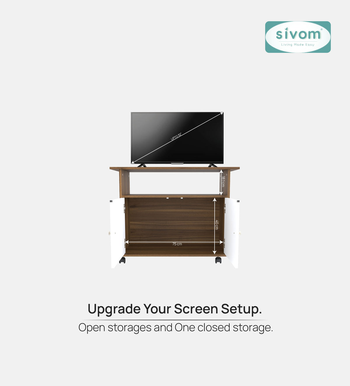 SIVOM POLAR Multipurpose TV Unit fits upto 43 inch with Storage Engineered Wood TV Entertainment Unit for Modern Homes | Elegant Design & Premium Finish