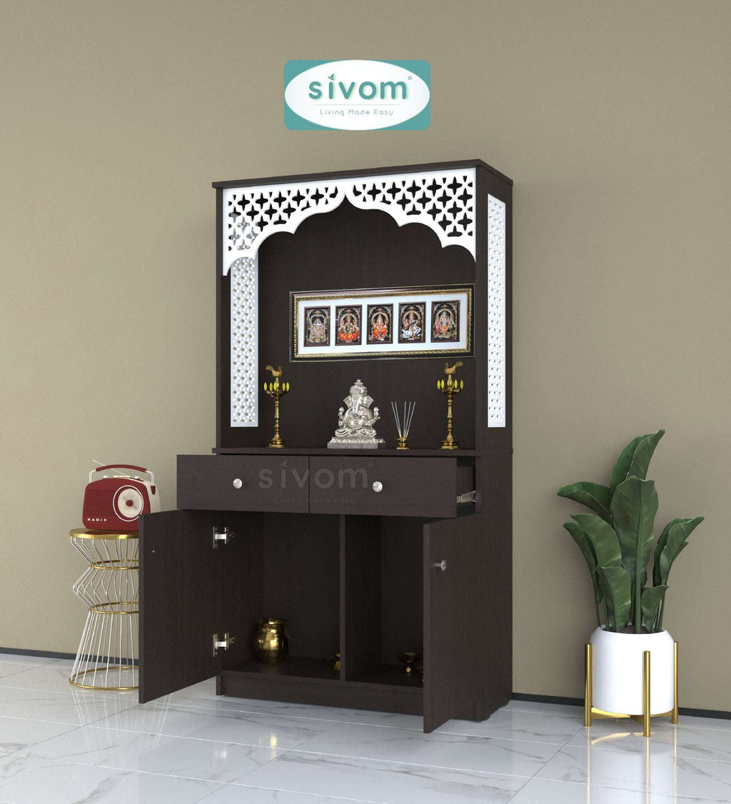 Sivom SIVOM Prime Home Temple/Pooja Unit/Home Mandir/ Engineered Wood Home Temple (Height: 148, Knock Down) for Modern Homes | Elegant Design & Premium Finish