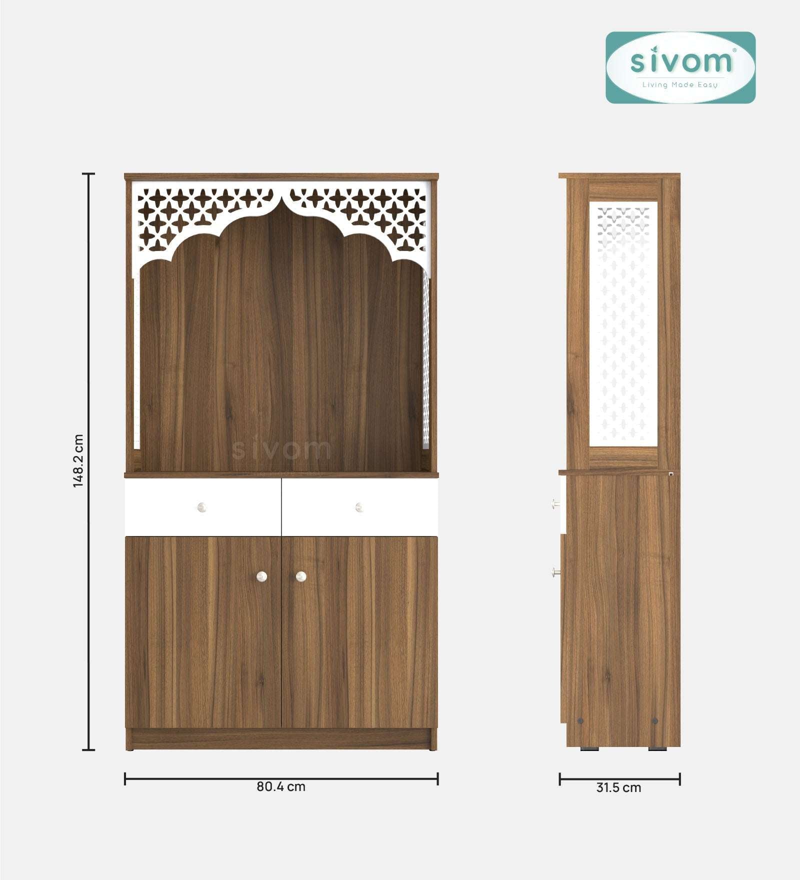 Sivom SIVOM Prime Home Temple/Pooja Unit/Home Mandir/ Engineered Wood Home Temple (Height: 148, Knock Down) for Modern Homes | Elegant Design & Premium Finish