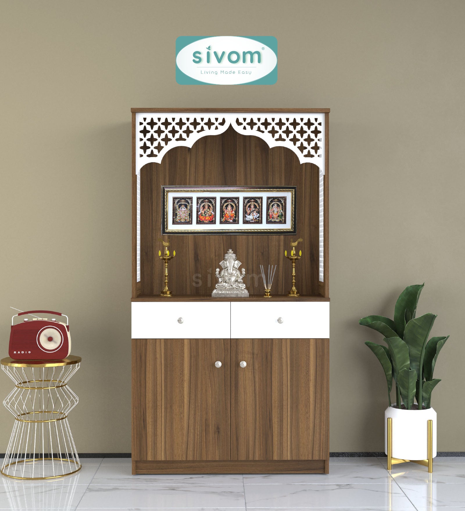 Sivom SIVOM Prime Home Temple/Pooja Unit/Home Mandir/ Engineered Wood Home Temple (Height: 148, Knock Down) for Modern Homes | Elegant Design & Premium Finish