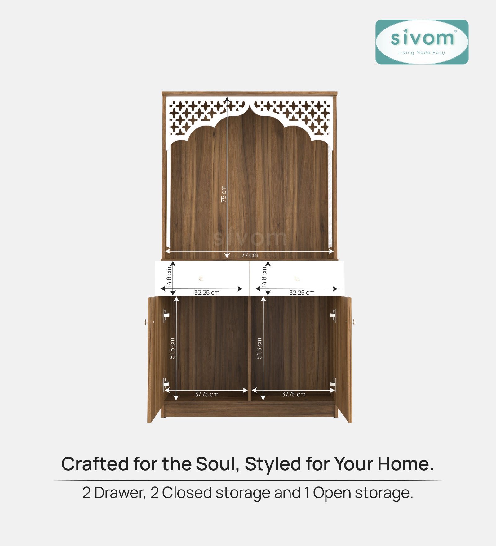 Sivom SIVOM Prime Home Temple/Pooja Unit/Home Mandir/ Engineered Wood Home Temple (Height: 148, Knock Down) for Modern Homes | Elegant Design & Premium Finish