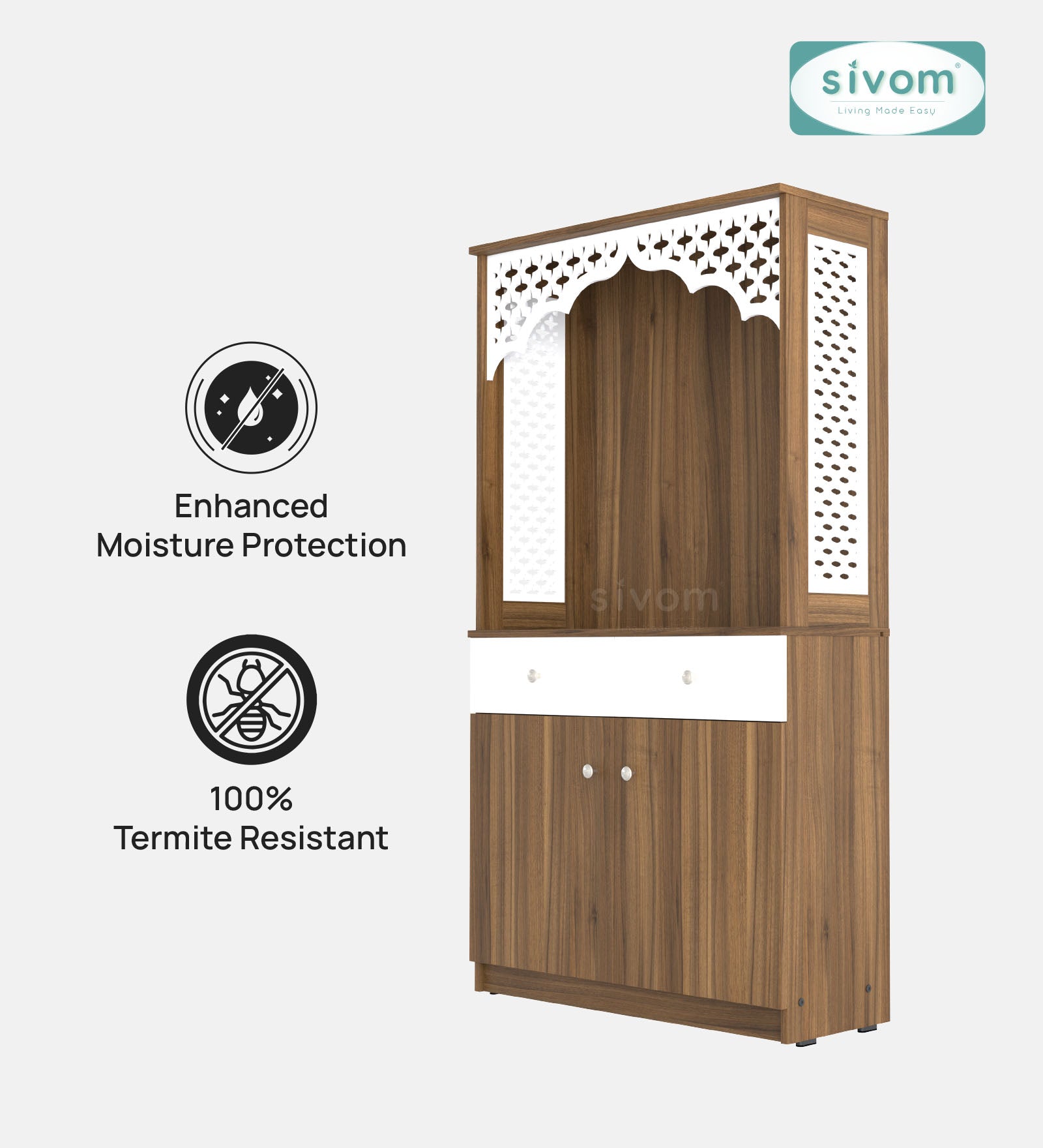 Sivom SIVOM Prime Home Temple/Pooja Unit/Home Mandir/ Engineered Wood Home Temple (Height: 148, Knock Down) for Modern Homes | Elegant Design & Premium Finish