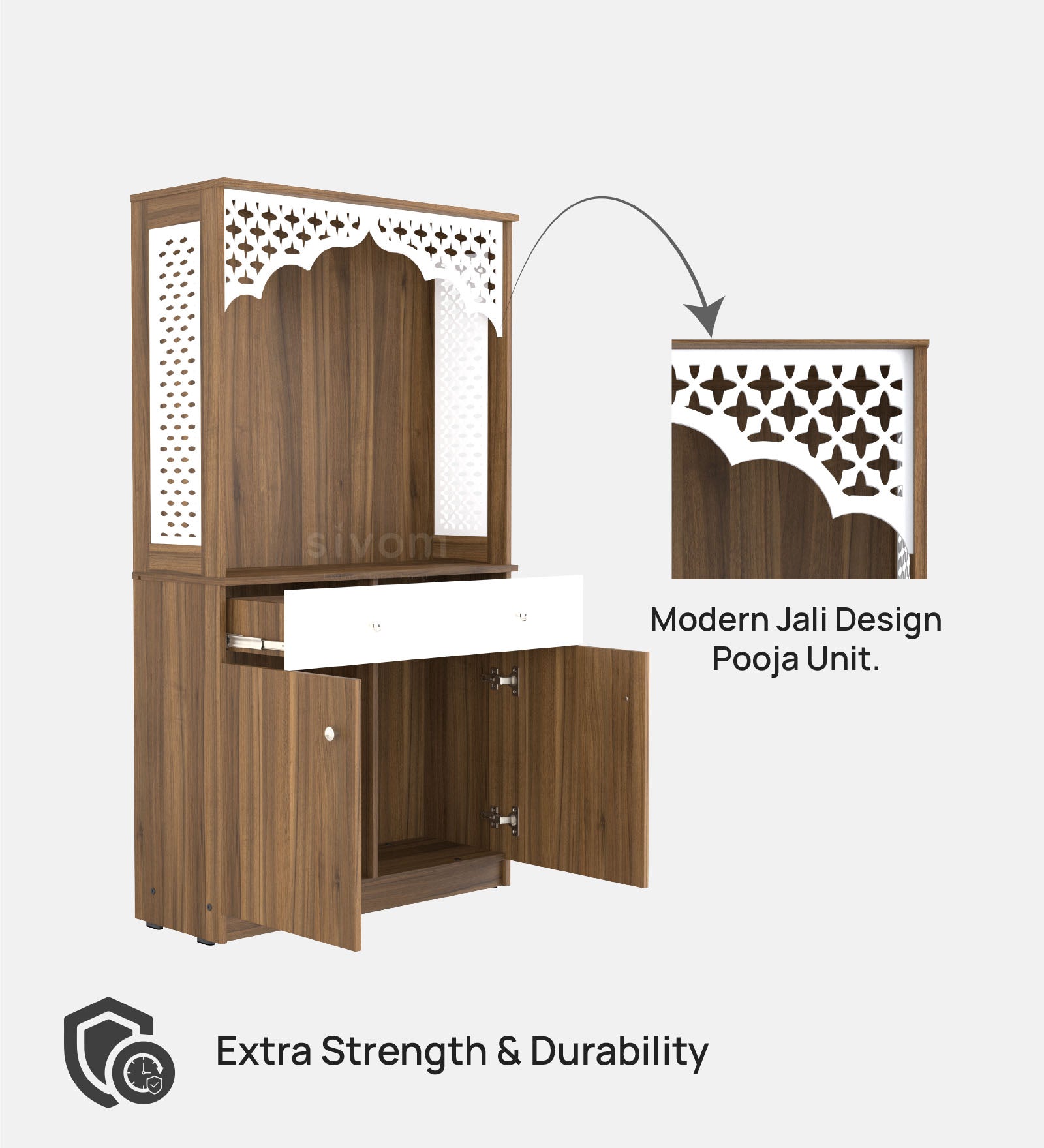 Sivom SIVOM Prime Home Temple/Pooja Unit/Home Mandir/ Engineered Wood Home Temple (Height: 148, Knock Down) for Modern Homes | Elegant Design & Premium Finish