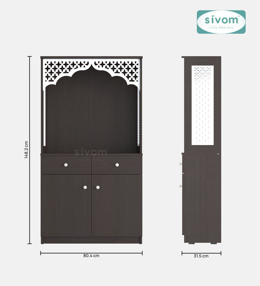 Sivom SIVOM Prime Home Temple/Pooja Unit/Home Mandir/ Engineered Wood Home Temple (Height: 148, Knock Down) for Modern Homes | Elegant Design & Premium Finish