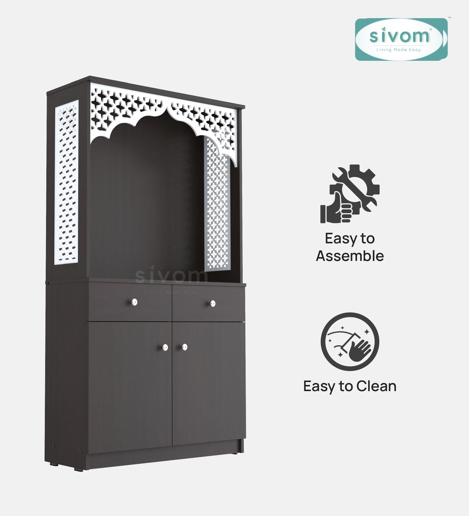 Sivom SIVOM Prime Home Temple/Pooja Unit/Home Mandir/ Engineered Wood Home Temple (Height: 148, Knock Down) for Modern Homes | Elegant Design & Premium Finish