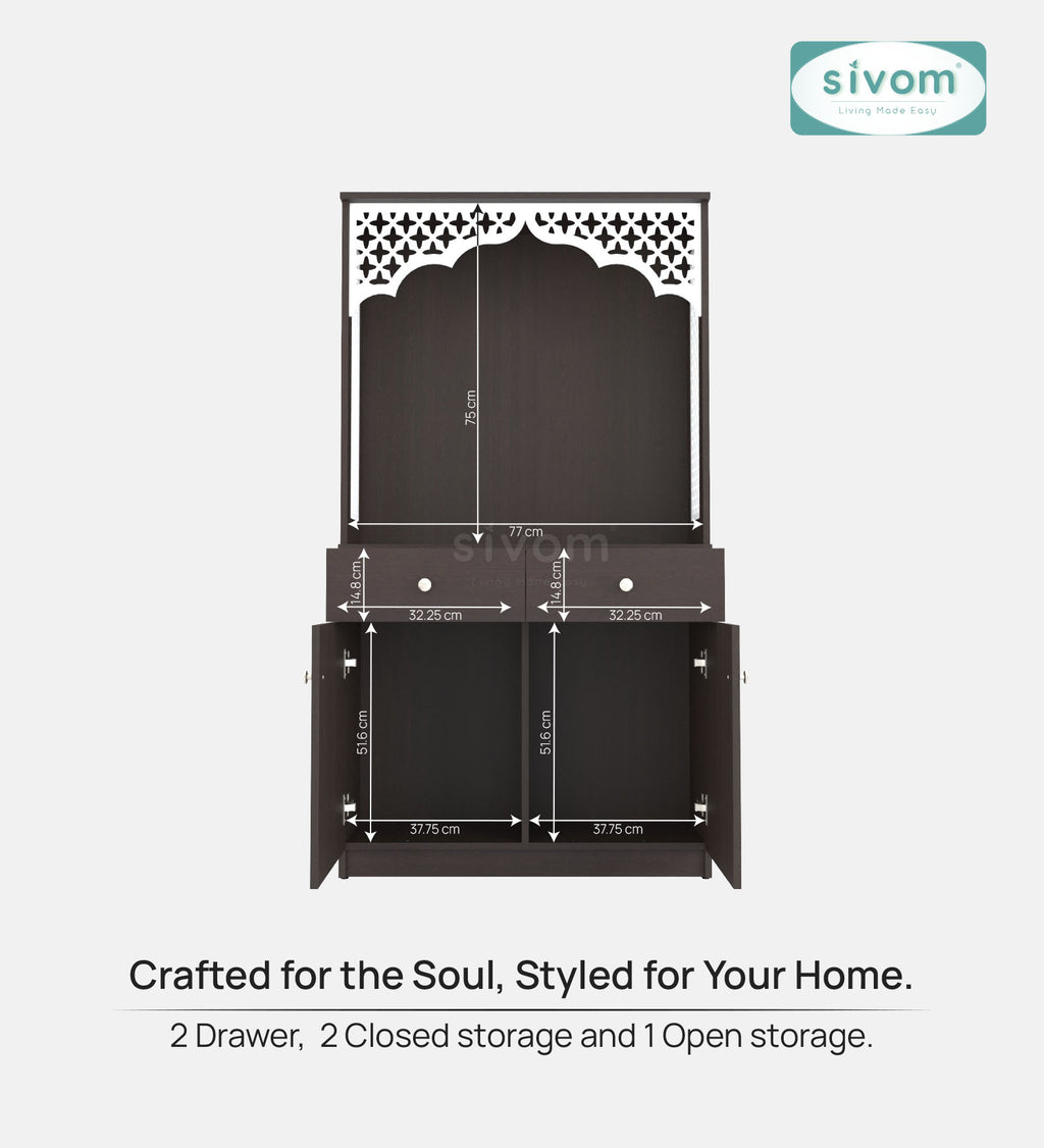 Sivom SIVOM Prime Home Temple/Pooja Unit/Home Mandir/ Engineered Wood Home Temple (Height: 148, Knock Down) for Modern Homes | Elegant Design & Premium Finish