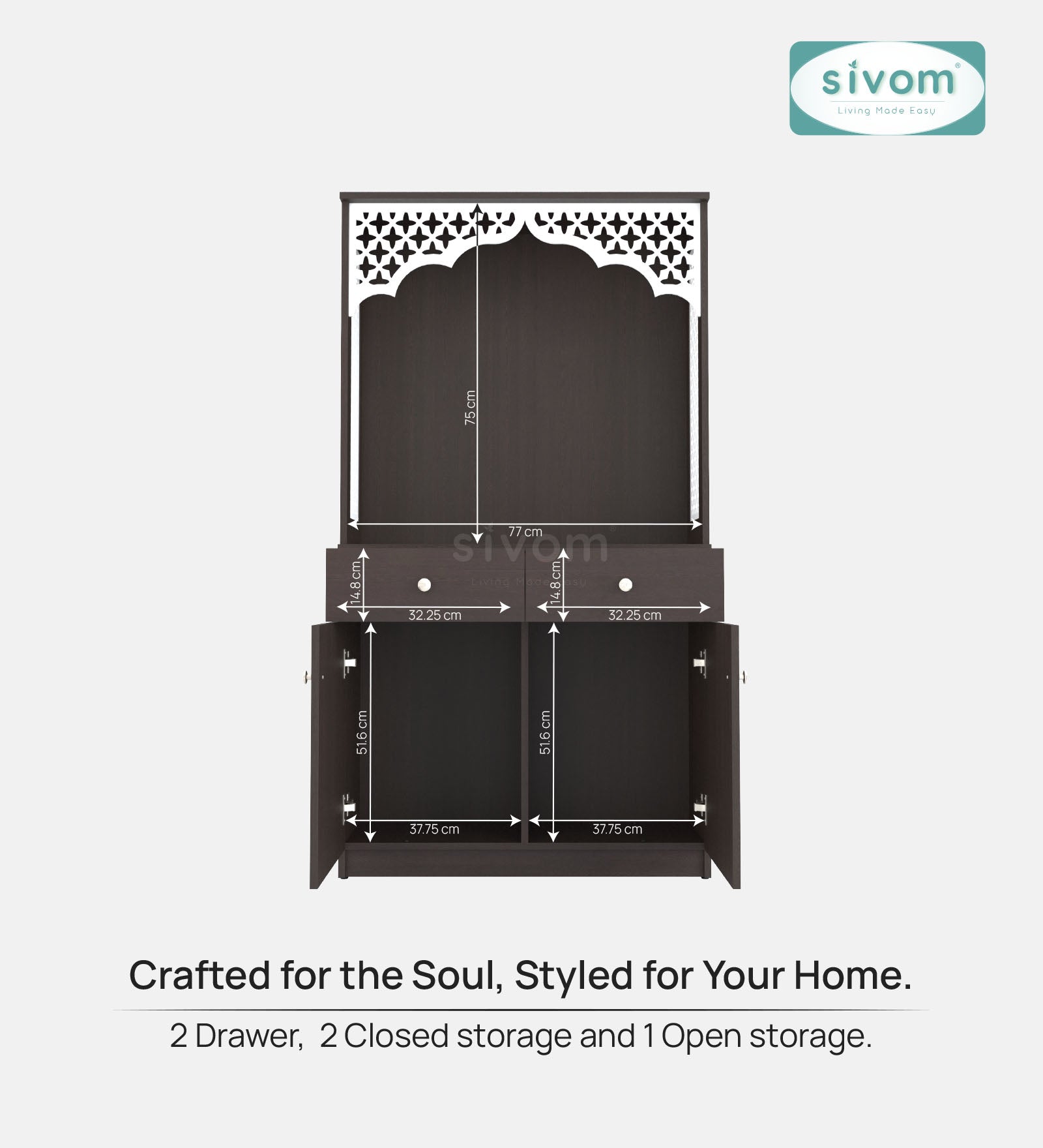 Sivom SIVOM Prime Home Temple/Pooja Unit/Home Mandir/ Engineered Wood Home Temple (Height: 148, Knock Down) for Modern Homes | Elegant Design & Premium Finish