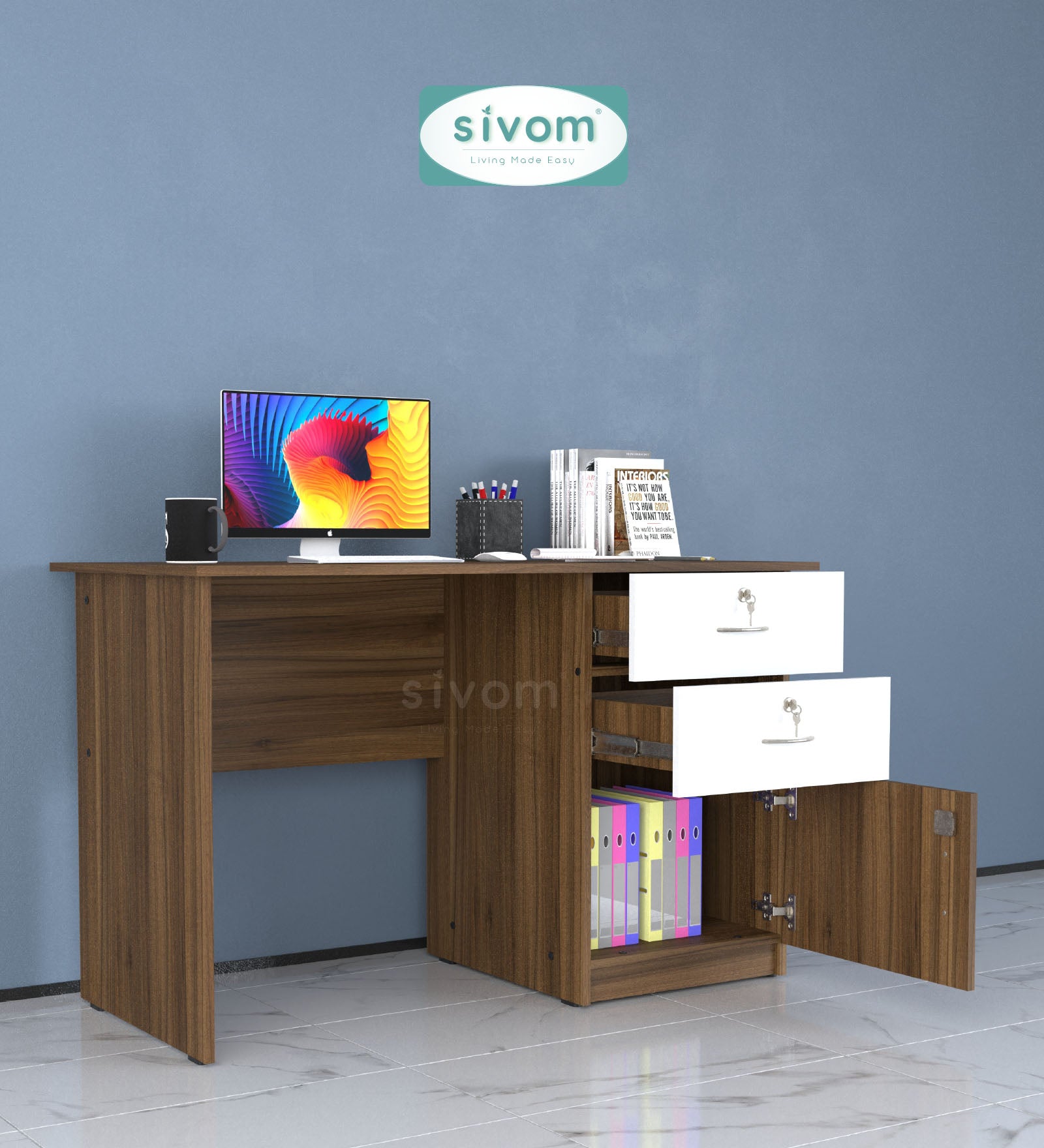 Sivom SIVOM Prism Multipurpose Study/Home/Office Table Engineered Wood Study Table for Modern Homes | Elegant Design & Premium Finish