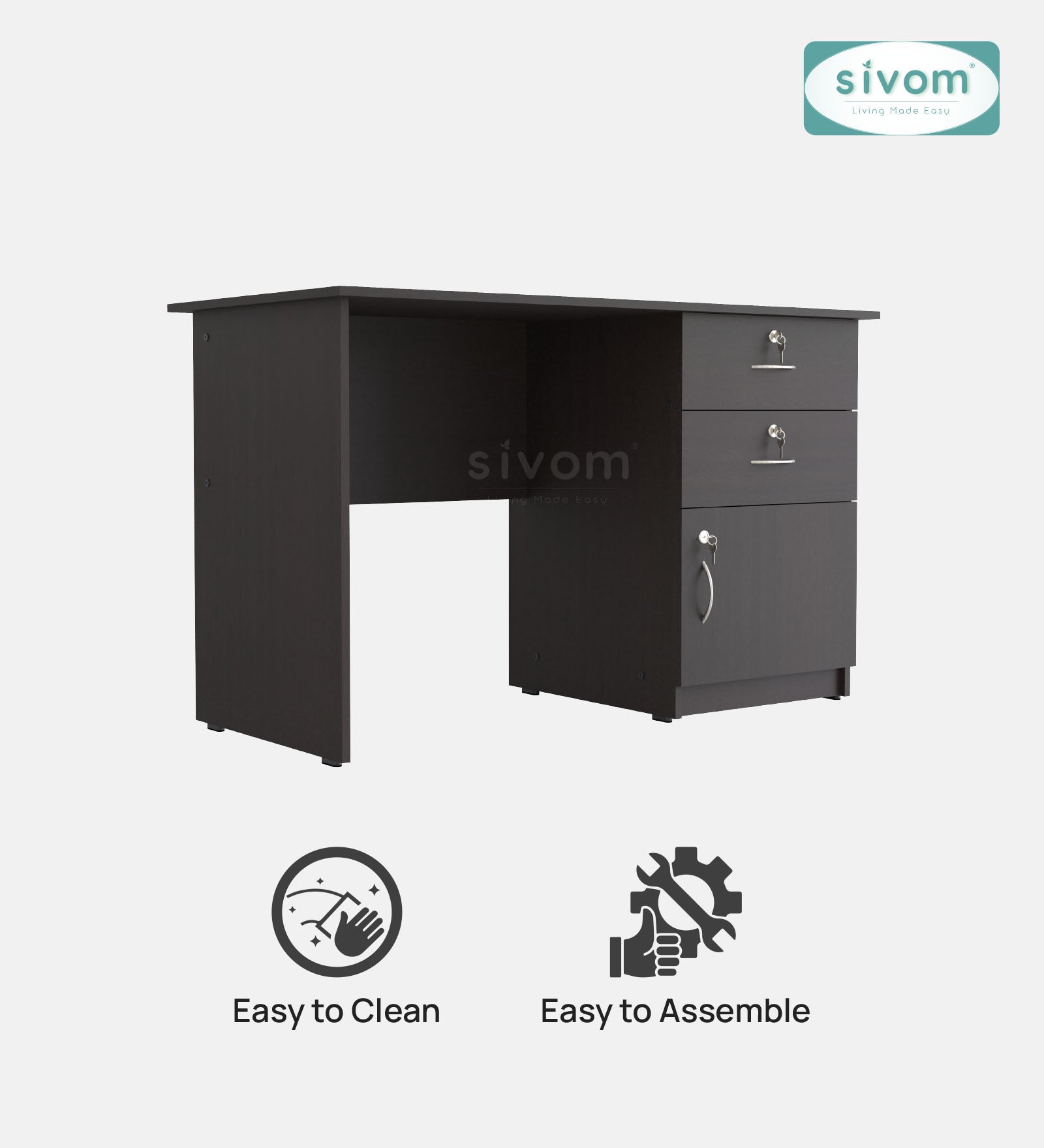 Sivom SIVOM Prism Multipurpose Study/Home/Office Table Engineered Wood Study Table for Modern Homes | Elegant Design & Premium Finish