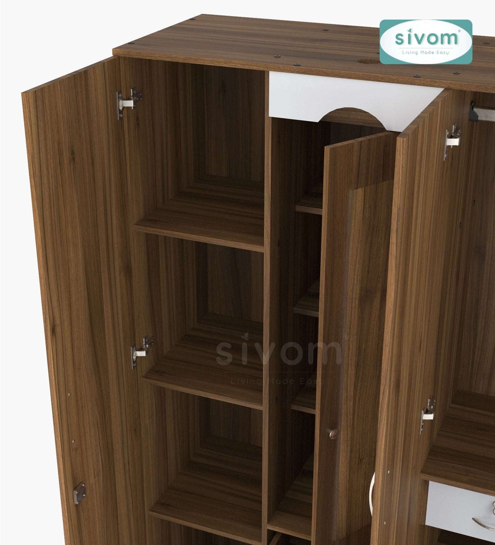 Sivom furniture SIVOM Redim Multipurpose 4 Door Closet Engineered Wood 4 Door Wardrobe for Modern Homes | Elegant Design & Premium Finish