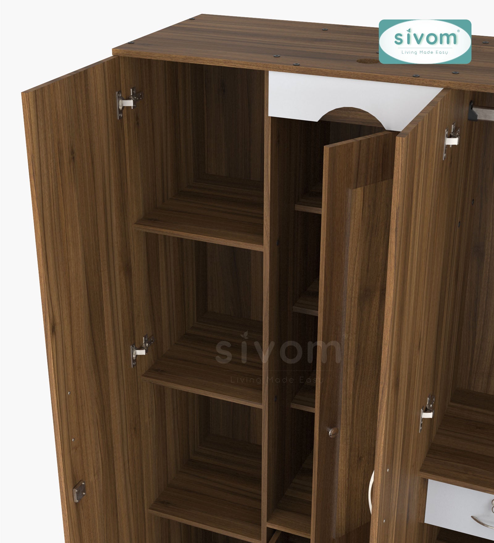 Sivom furniture SIVOM Redim Multipurpose 4 Door Closet Engineered Wood 4 Door Wardrobe for Modern Homes | Elegant Design & Premium Finish