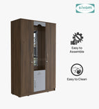 Sivom SIVOM Redim Multipurpose 3 Door Wardrobe / Spacious Shelves with Hanging Rail Engineered Wood 3 Door Wardrobe for Modern Homes | Elegant Design & Premium Finish