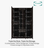 Sivom SIVOM Redim Multipurpose 3 Door Wardrobe / Spacious Shelves with Hanging Rail Engineered Wood 3 Door Wardrobe for Modern Homes | Elegant Design & Premium Finish
