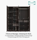Sivom furniture SIVOM Redim Multipurpose 4 Door Closet Engineered Wood 4 Door Wardrobe for Modern Homes | Elegant Design & Premium Finish