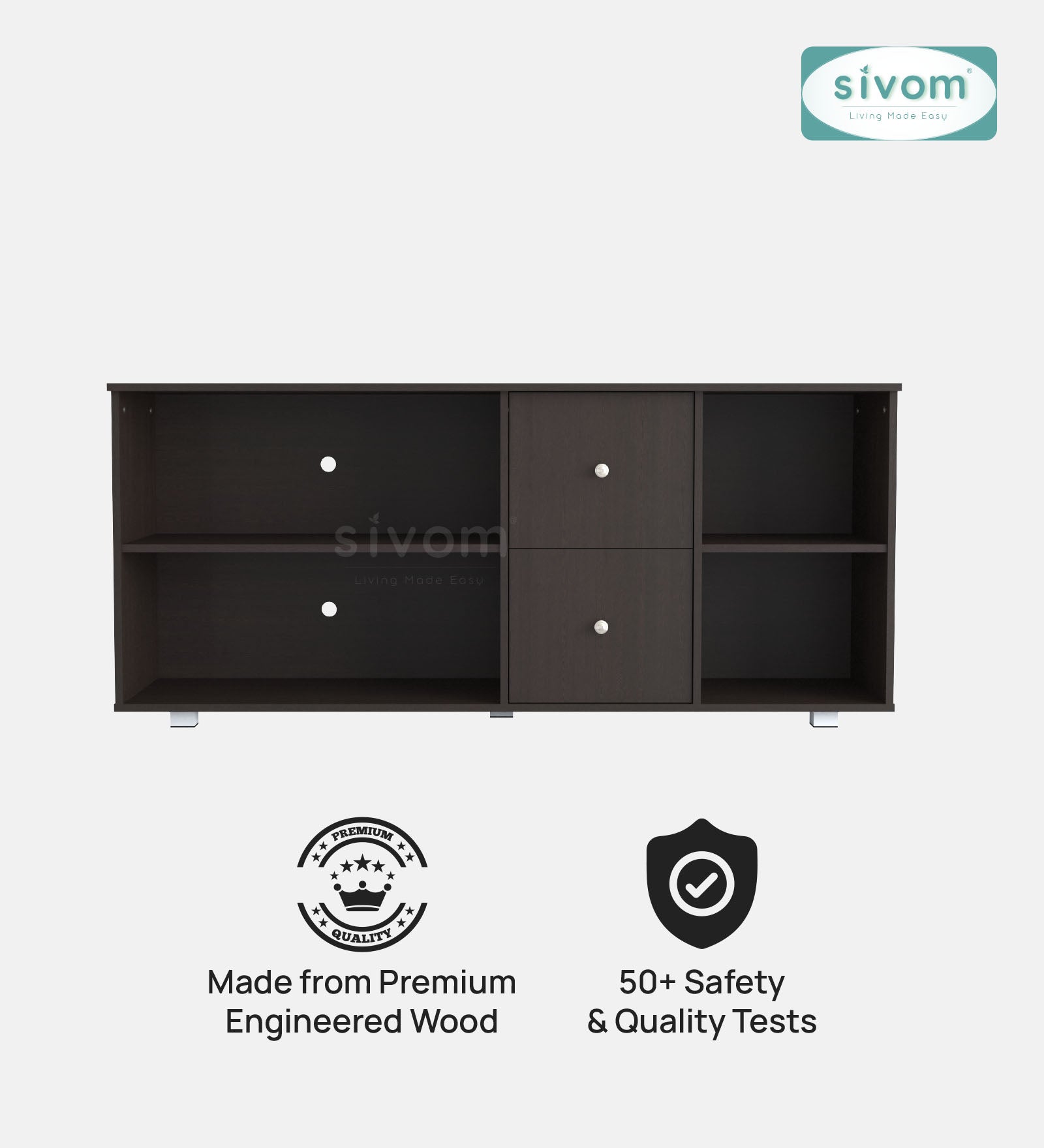 SIVOM REED Multipurpose TV Unit fits upto 43 inch with Storage Engineered Wood TV Entertainment Unit for Modern Homes | Elegant Design & Premium Finish