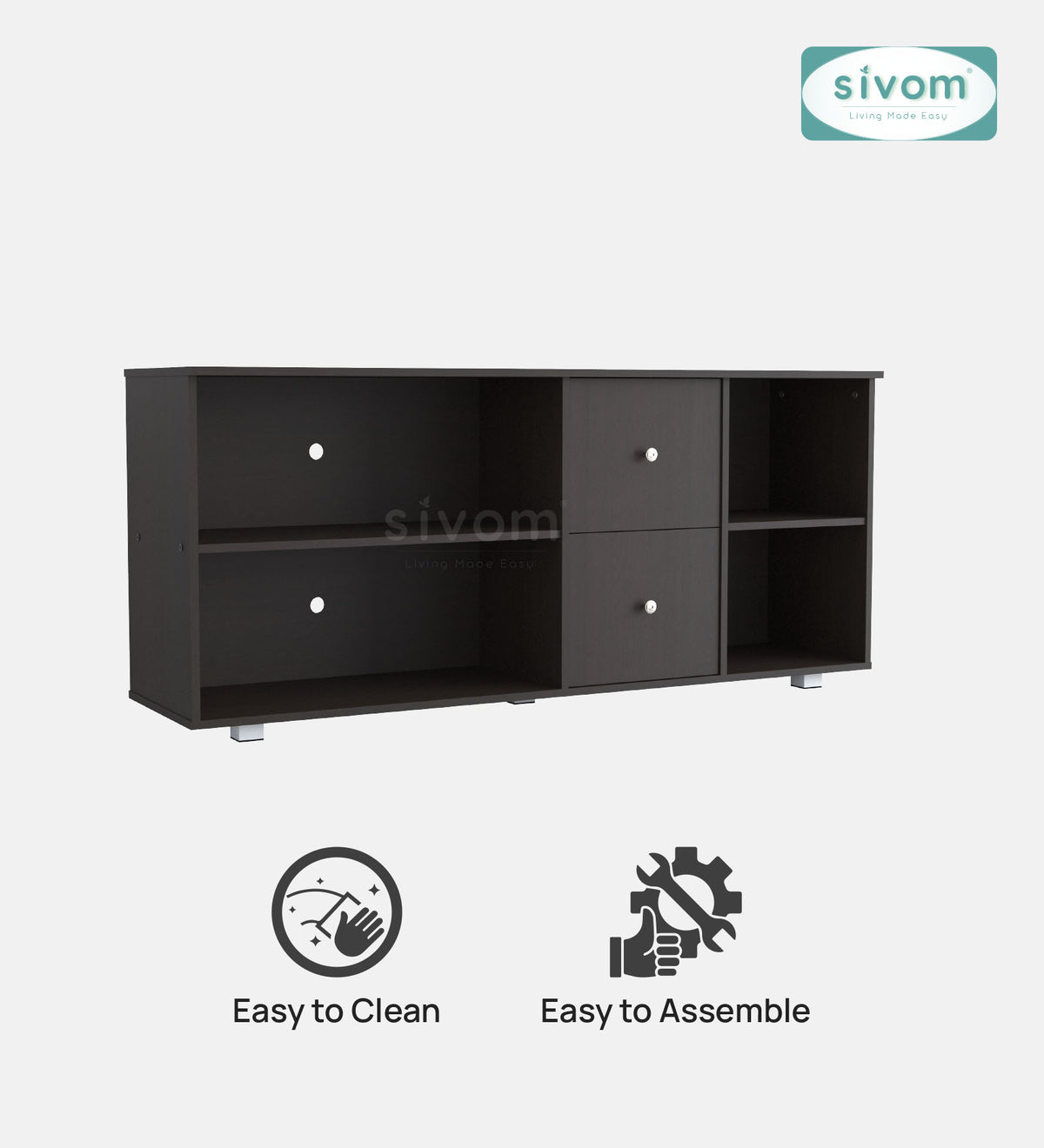 SIVOM REED Multipurpose TV Unit fits upto 43 inch with Storage Engineered Wood TV Entertainment Unit for Modern Homes | Elegant Design & Premium Finish
