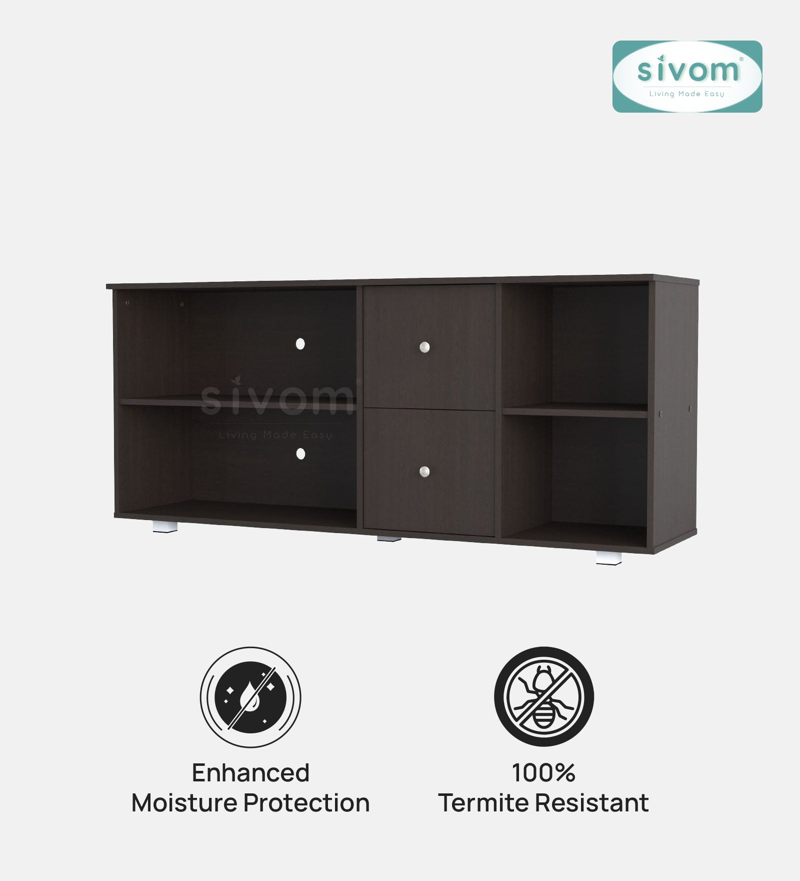 SIVOM REED Multipurpose TV Unit fits upto 43 inch with Storage Engineered Wood TV Entertainment Unit for Modern Homes | Elegant Design & Premium Finish