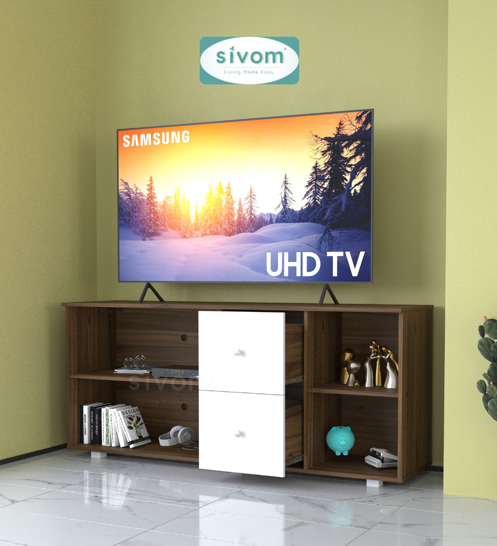 SIVOM REED Multipurpose TV Unit fits upto 43 inch with Storage Engineered Wood TV Entertainment Unit for Modern Homes | Elegant Design & Premium Finish