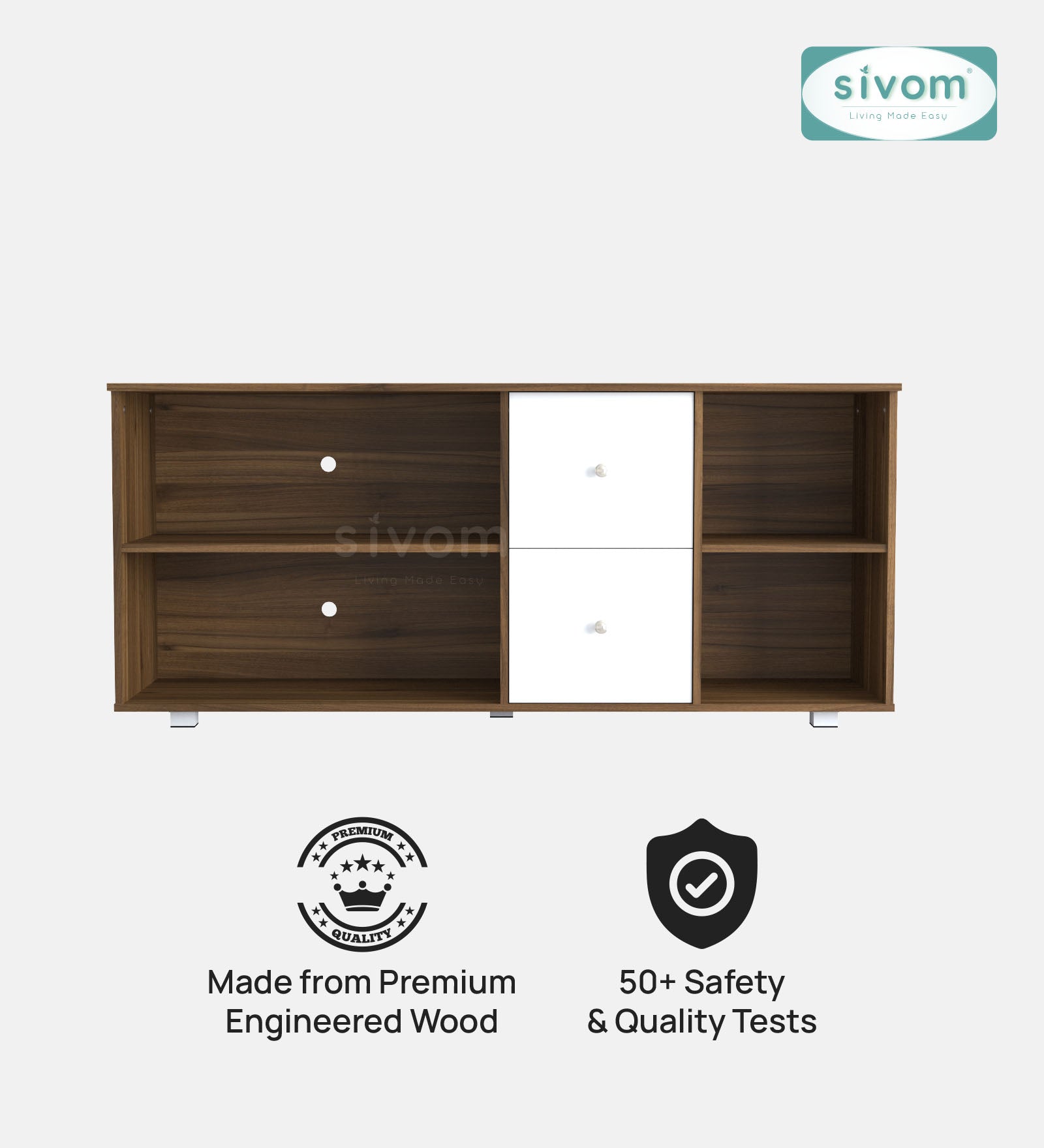 SIVOM REED Multipurpose TV Unit fits upto 43 inch with Storage Engineered Wood TV Entertainment Unit for Modern Homes | Elegant Design & Premium Finish