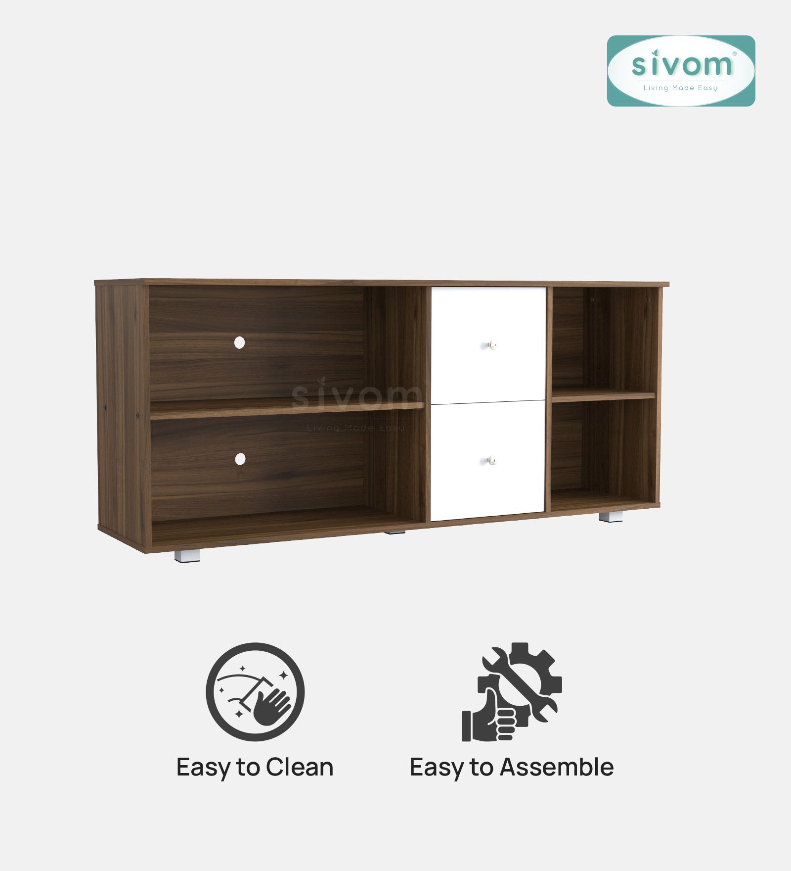 SIVOM REED Multipurpose TV Unit fits upto 43 inch with Storage Engineered Wood TV Entertainment Unit for Modern Homes | Elegant Design & Premium Finish