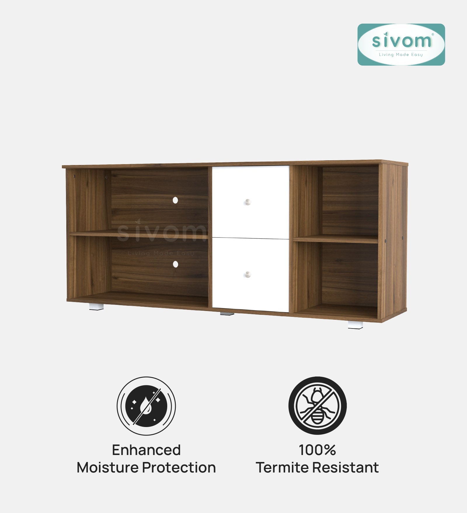 SIVOM REED Multipurpose TV Unit fits upto 43 inch with Storage Engineered Wood TV Entertainment Unit for Modern Homes | Elegant Design & Premium Finish