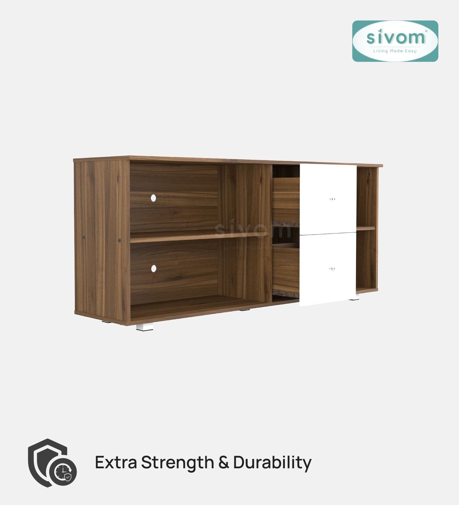 SIVOM REED Multipurpose TV Unit fits upto 43 inch with Storage Engineered Wood TV Entertainment Unit for Modern Homes | Elegant Design & Premium Finish