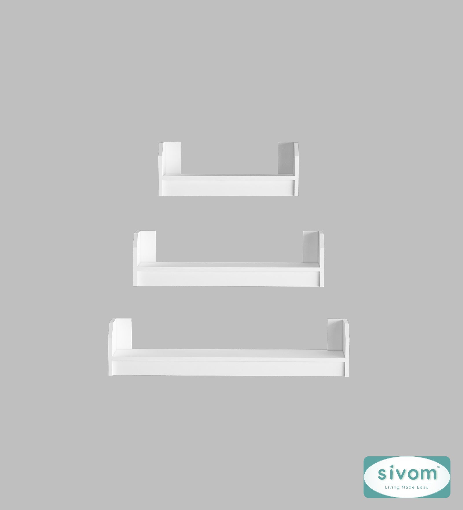 Sivom SIVOM REMI Multipurpose Modular Wall Racks/Shelves/Organiser/Décor Particle Board Wall Shelf (Number of Shelves - 3, ) for Modern Homes | Elegant Design & Premium Finish