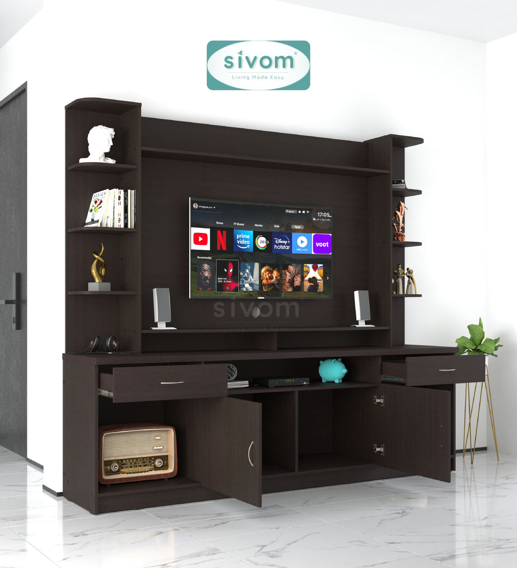SIVOM Reo Multipurpose TV Unit fits upto 43 inch with Storage Engineered Wood TV Entertainment Unit for Modern Homes | Elegant Design & Premium Finish