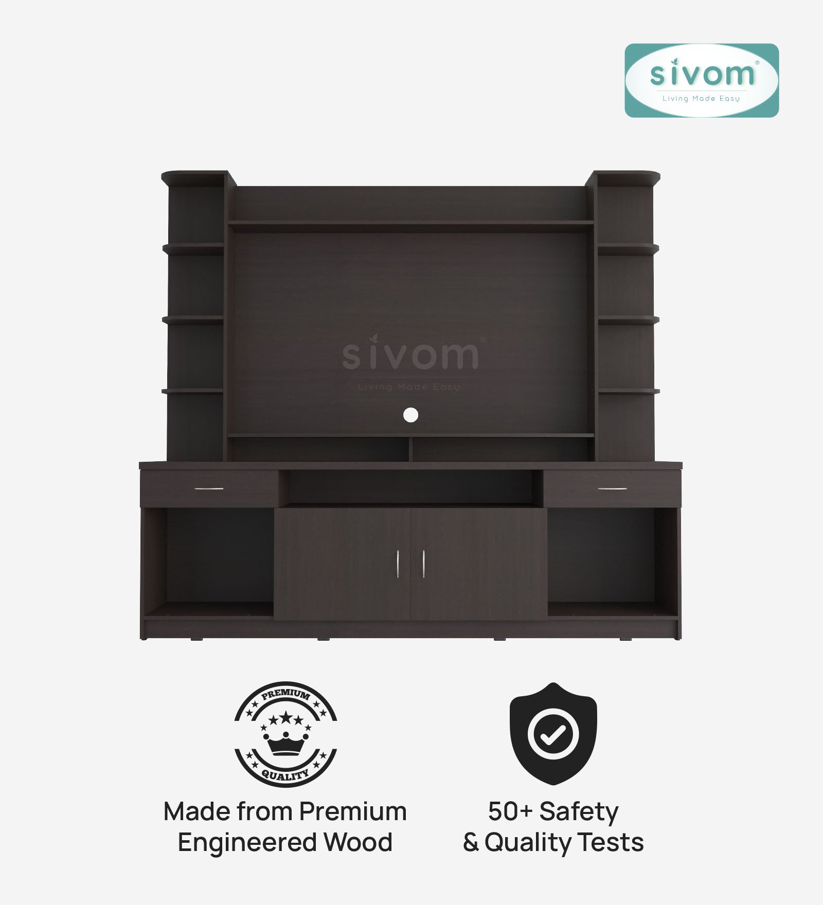 SIVOM Reo Multipurpose TV Unit fits upto 43 inch with Storage Engineered Wood TV Entertainment Unit for Modern Homes | Elegant Design & Premium Finish