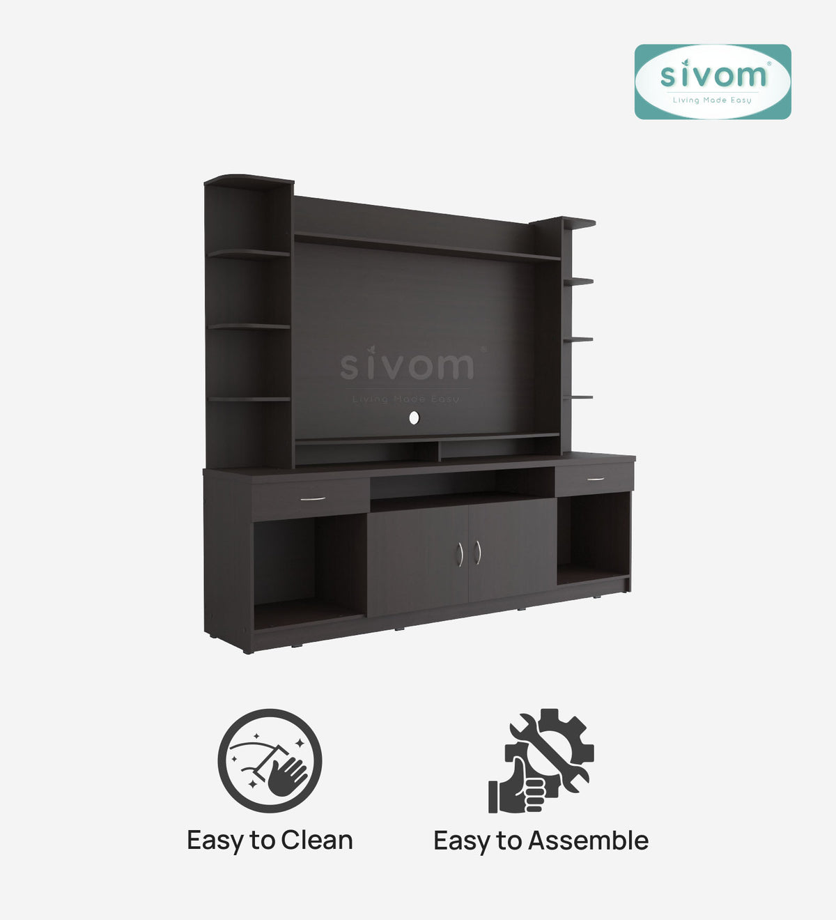 SIVOM Reo Multipurpose TV Unit fits upto 43 inch with Storage Engineered Wood TV Entertainment Unit for Modern Homes | Elegant Design & Premium Finish