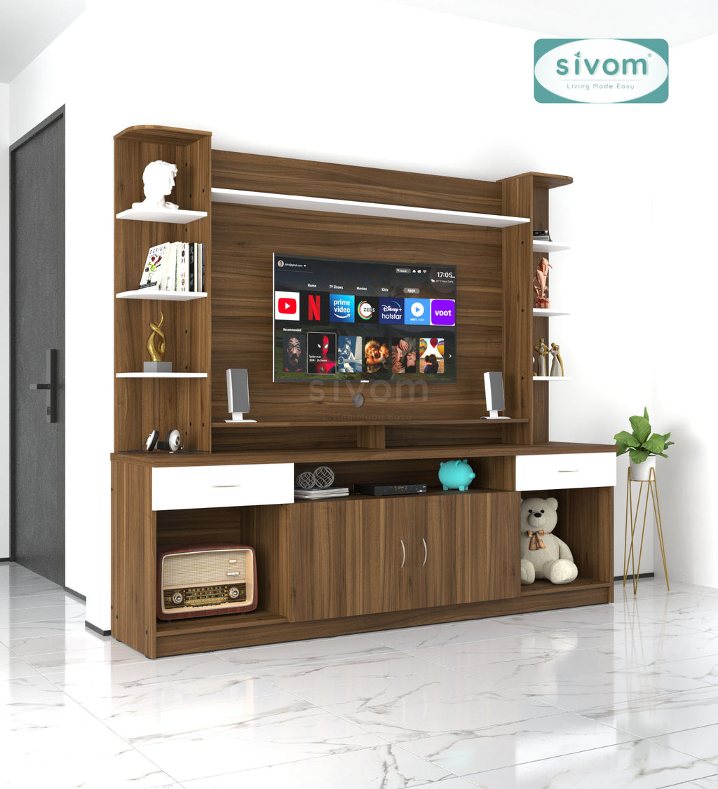 SIVOM Reo Multipurpose TV Unit fits upto 43 inch with Storage Engineered Wood TV Entertainment Unit for Modern Homes | Elegant Design & Premium Finish