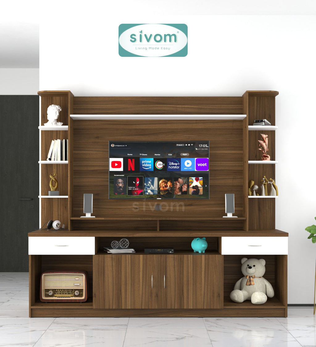 SIVOM Reo Multipurpose TV Unit fits upto 43 inch with Storage Engineered Wood TV Entertainment Unit for Modern Homes | Elegant Design & Premium Finish