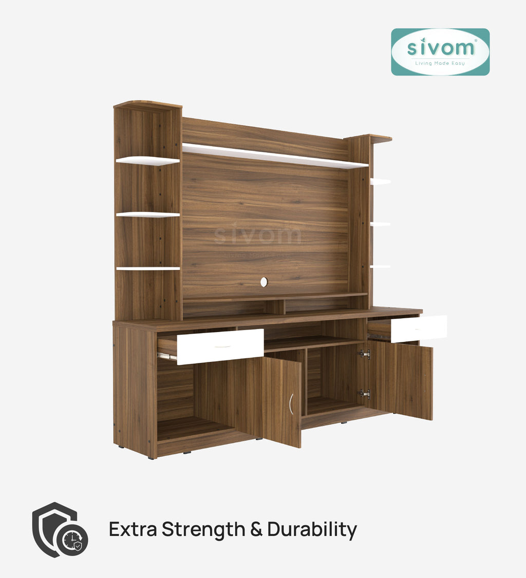 SIVOM Reo Multipurpose TV Unit fits upto 43 inch with Storage Engineered Wood TV Entertainment Unit for Modern Homes | Elegant Design & Premium Finish
