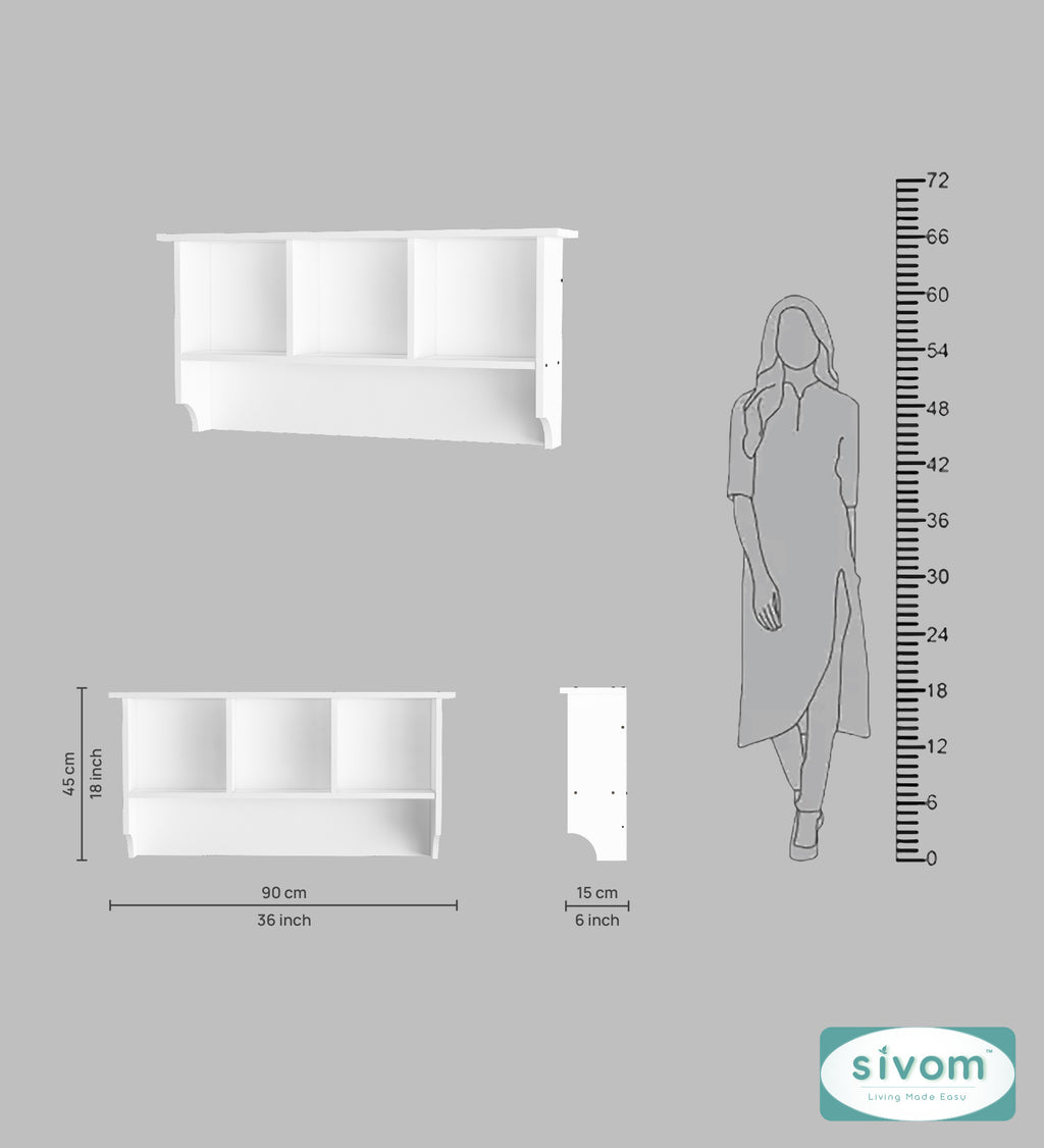 Sivom SIVOM RIO Multipurpose Modular Wall Racks/Shelves/Organiser/Décor Particle Board Wall Shelf (Number of Shelves - 4, ) for Modern Homes | Elegant Design & Premium Finish