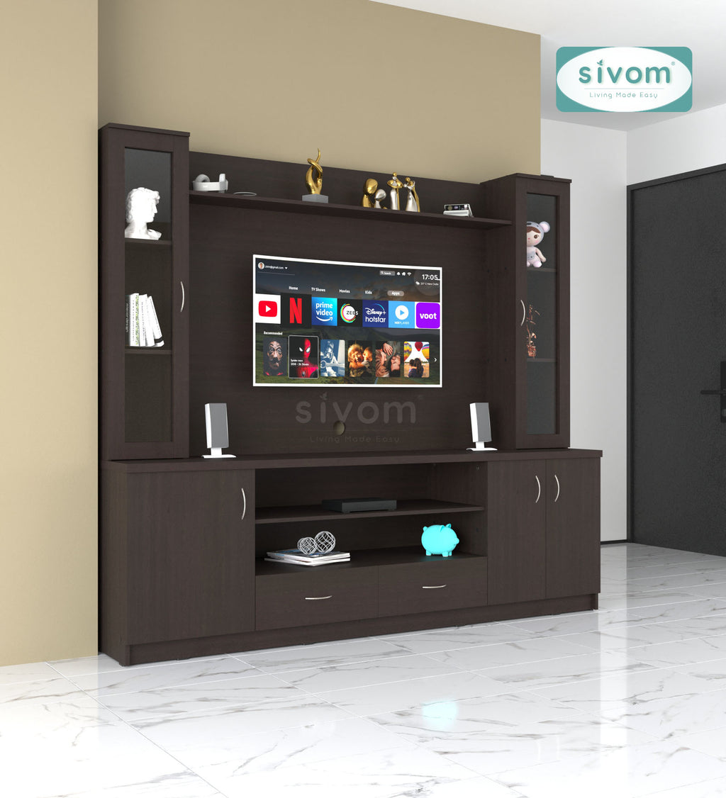 SIVOM Ronald Multipurpose TV Unit fits upto 43 inch with Storage Engineered Wood TV Entertainment Unit for Modern Homes | Elegant Design & Premium Finish