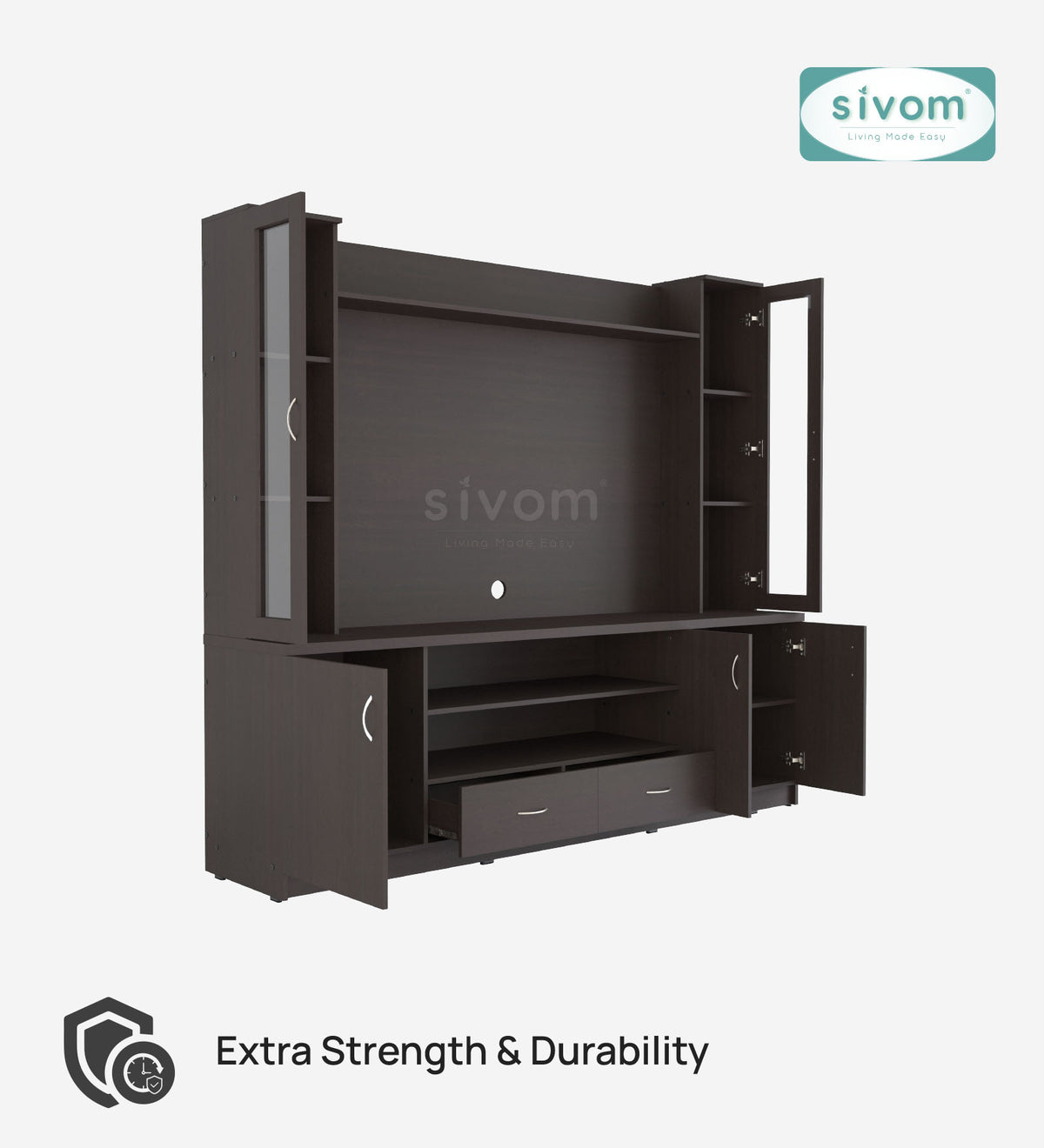SIVOM Ronald Multipurpose TV Unit fits upto 43 inch with Storage Engineered Wood TV Entertainment Unit for Modern Homes | Elegant Design & Premium Finish