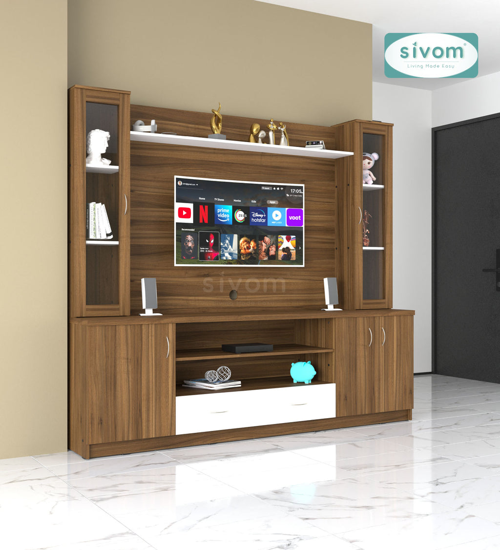 SIVOM Ronald Multipurpose TV Unit fits upto 43 inch with Storage Engineered Wood TV Entertainment Unit for Modern Homes | Elegant Design & Premium Finish