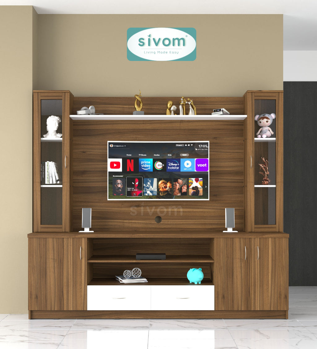 SIVOM Ronald Multipurpose TV Unit fits upto 43 inch with Storage Engineered Wood TV Entertainment Unit for Modern Homes | Elegant Design & Premium Finish