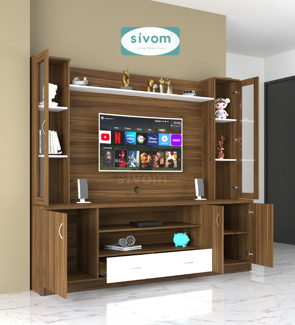 SIVOM Ronald Multipurpose TV Unit fits upto 43 inch with Storage Engineered Wood TV Entertainment Unit for Modern Homes | Elegant Design & Premium Finish