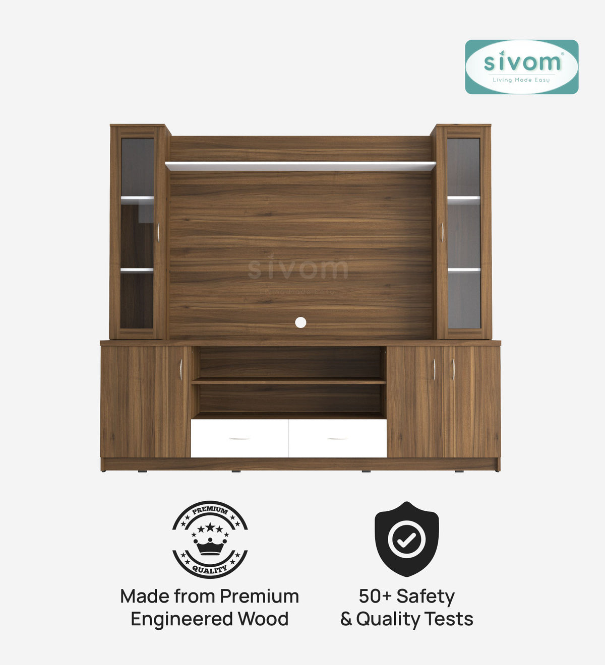 SIVOM Ronald Multipurpose TV Unit fits upto 43 inch with Storage Engineered Wood TV Entertainment Unit for Modern Homes | Elegant Design & Premium Finish