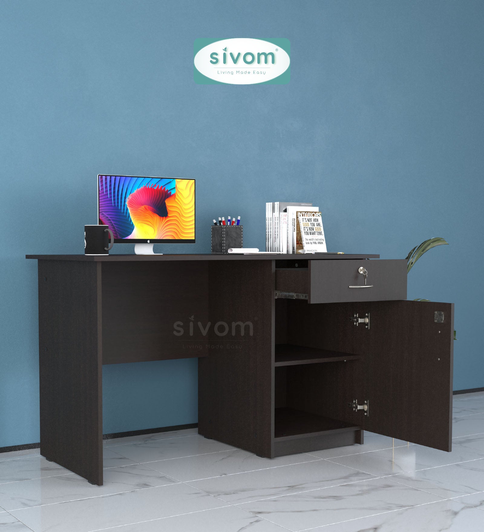 Sivom SIVOM RUBICON Multipurpose Study/Home/Office Table Engineered Wood Study Table for Modern Homes | Elegant Design & Premium Finish (Copy) (Copy) (Copy) (Copy) (Copy)