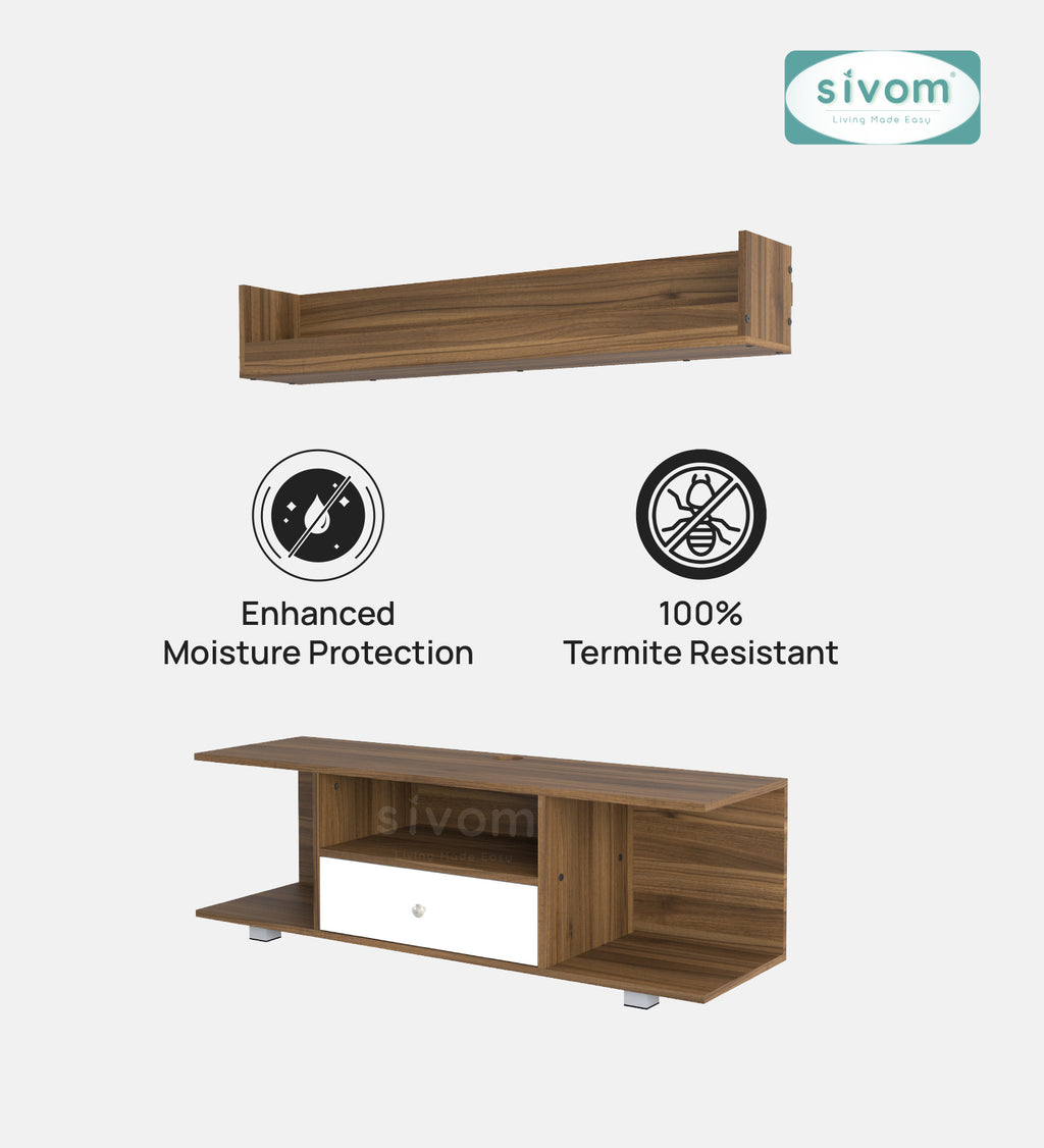 Sivom furniture SIVOM Samyang Multipurpose TV Unit fits upto 43 inch with Storage Engineered Wood TV Entertainment Unit for Modern Homes | Elegant Design & Premium Finish