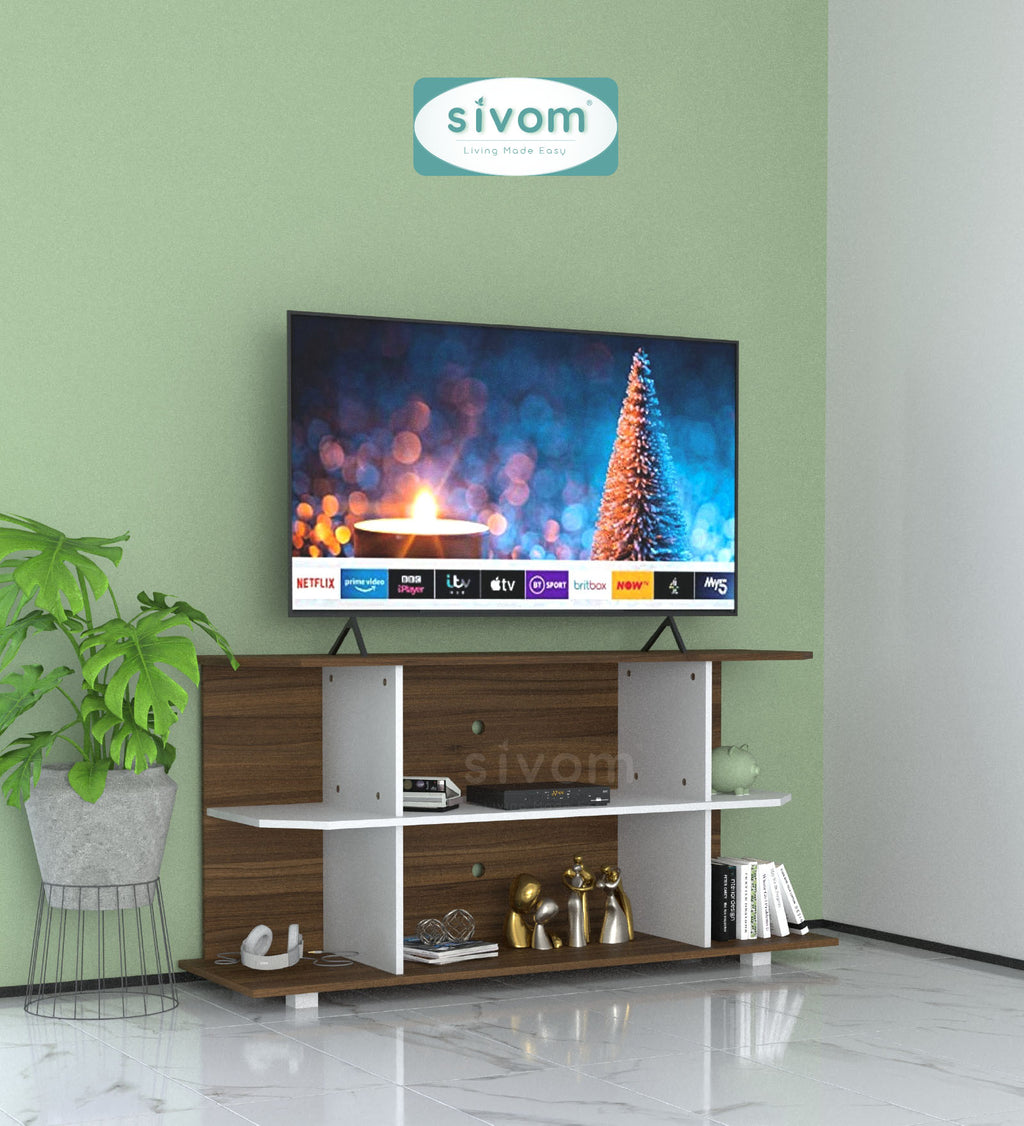 SIVOM Savan Multipurpose TV Unit fits upto 43 inch with Storage Engineered Wood TV Entertainment Unit for Modern Homes | Elegant Design & Premium Finish