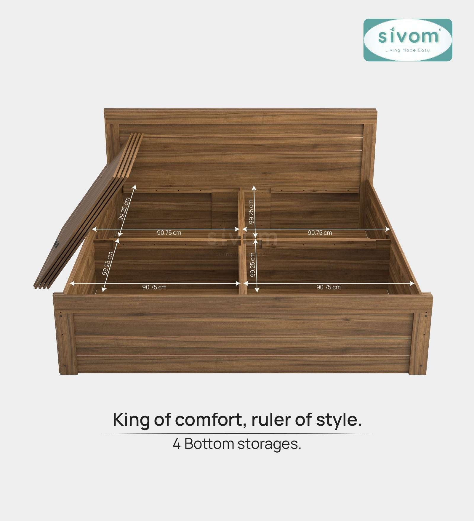 Sivom furniture SIVOM Scandi Bed with Storage Engineered Wood King Bed Engineered Wood King Bed (Delivery Condition - Knock Down)