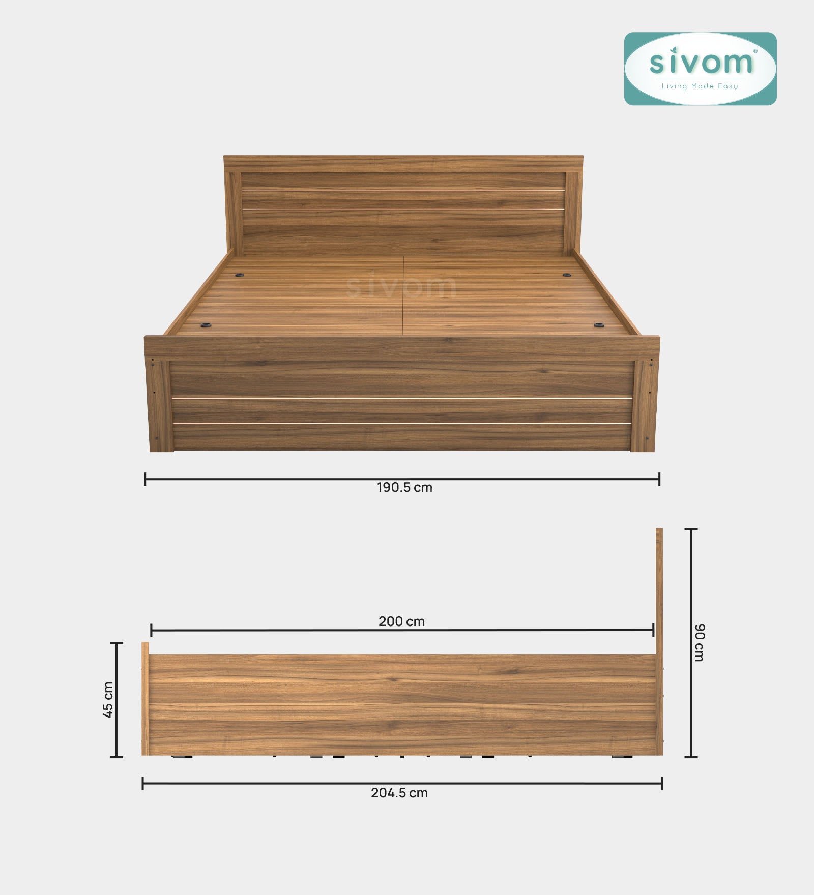 Sivom furniture SIVOM Scandi Bed with Storage Engineered Wood King Bed Engineered Wood King Bed (Delivery Condition - Knock Down)